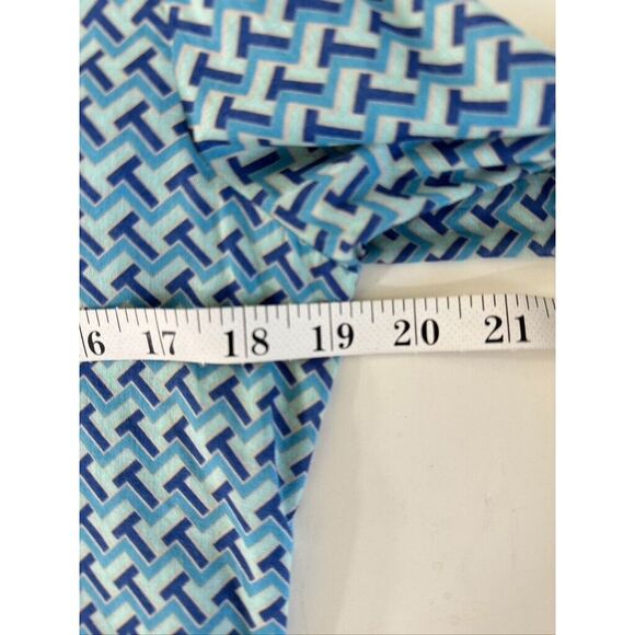 TORY BURCH Tunic Top Blouse 4 Juniper Berry T-Zag Cotton Flare Sleeve Logo - Picture 8 of 9